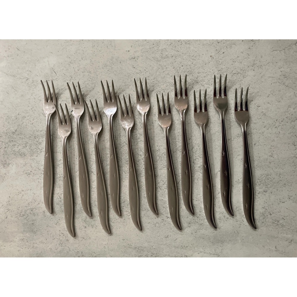 Set of 12 MCM Starette by Nasco Cocktail/Seafood Fork Japan by Stainless